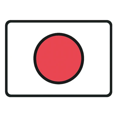 Japan flag flat modern icon style, background #1199FF, white circle in the center, minimal details, clean and simple sticker
