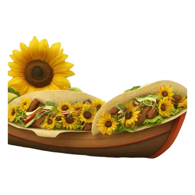 Tacos and sunflowers by a boat sticker