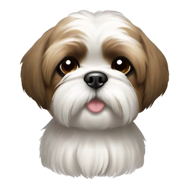 shih tzu with white fur and light brown spots and brown eyes sticker