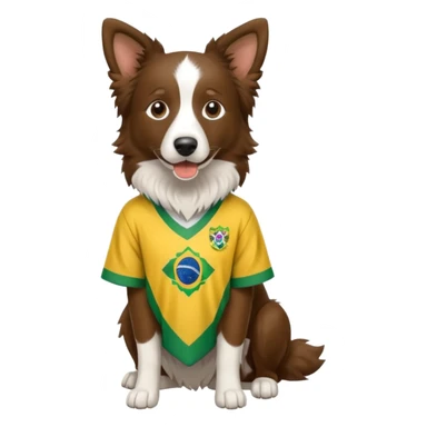 Border collie marrom usando camisa do brasil full body  sticker