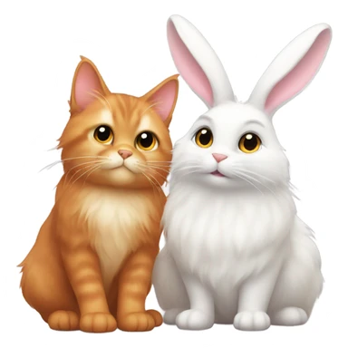 Cat and bunny together  sticker