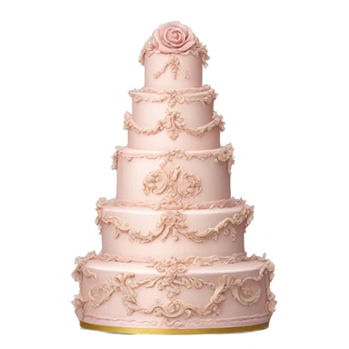 vintage highly detailed rococo pale pink wedding cake sticker