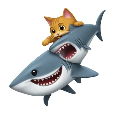 The cat licks the shark sticker