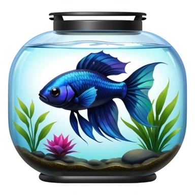 Black beta fish in clear fish tank  sticker