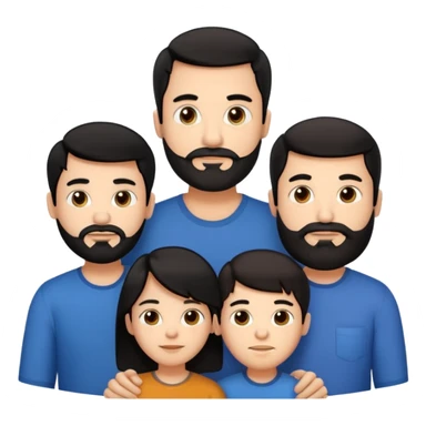 Make a family of four 2 boys one boy 12 with black hair and the other boy age 13 with black hair make the dad 44 with a beard  and brown hair and make the mom 45 with brown hair  sticker
