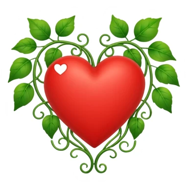 red heart with green vines around it sticker