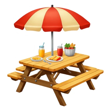 picnic table with food items on it sticker