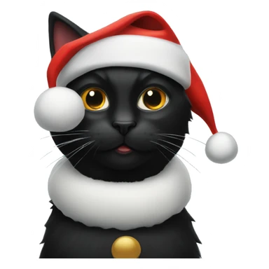 Black cat with a Santa hat sticker