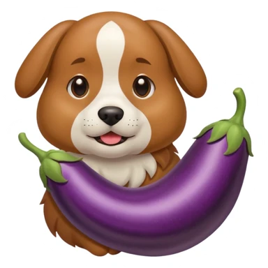 Dog holding a eggplant  sticker