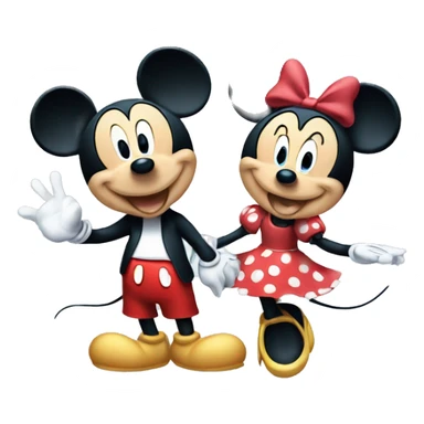 mickey mouse and minnie mouse saying hi sticker