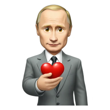 Vladimir Putin holds a heart in his hand sticker