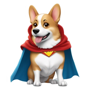 Brave Welsh corgi in a superhero cape, proudly raising one paw, looking heroic and ready to save the day in a cute cartoon style! sticker