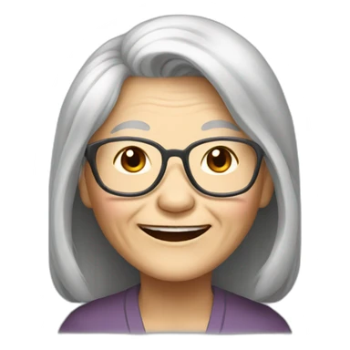 Chinese old lady with long hair is very happy sticker