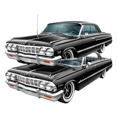 Satan’s streamlined Hot rod custom 1964 impala low rider four door carbon hood  side-mounted under-door chrome exhaust pipes driving straight to hell  sticker