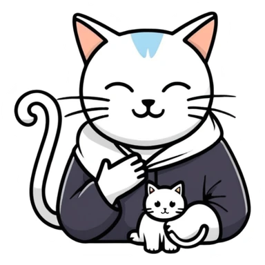 Philosopher with white cat on the head sticker