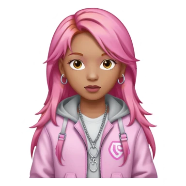 Ice Spice, Rapper (b.2000) with long ginger hair, pink hair sticker