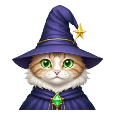 black wizard cat with a pointy starry wizard hat sticker