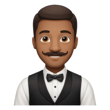 mustached black waiter man sticker