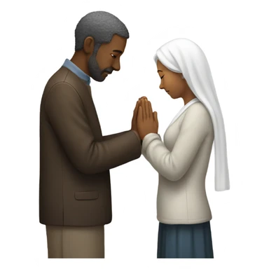 A man standing behind a women praying  sticker