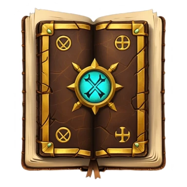 Spell Book – Old leather book with glowing runes and bookmarks sticker