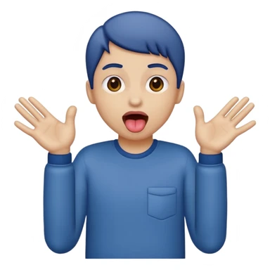 tongue out with hands to the side palm down sticker