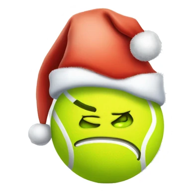 Tennis ball with a face and Santa hat sticker