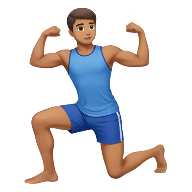 man with blue short Crescent Lunge sticker