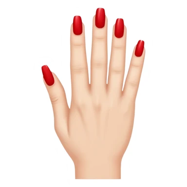 A woman's hand with red nail polish sticker