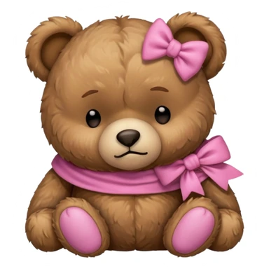 Frowning Sleeping teddy bear wearing pink bow sticker
