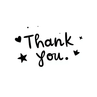 Hand drawn 'Thank You' text with decorative elements sticker