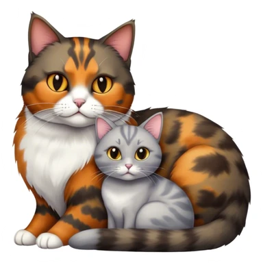Tortoiseshell cat with light grey cat  sticker