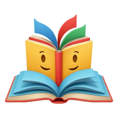 A minimalist emoji-style icon representing wordplay — symbolizing creativity with language. It features an open book or speech bubble merging with playful letters or word fragments, forming a clever visual pun. sticker