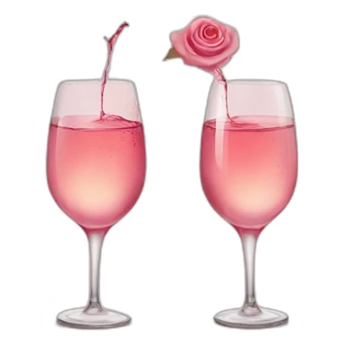 Two glasses of rose wine are clink sticker