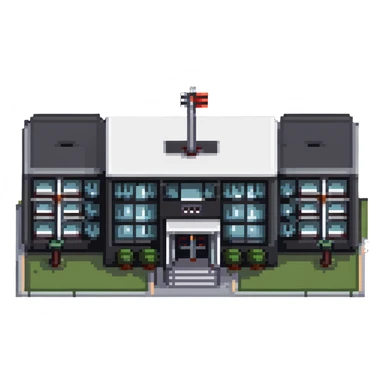 modern school campus building with multiple entrances, no flag pole sticker