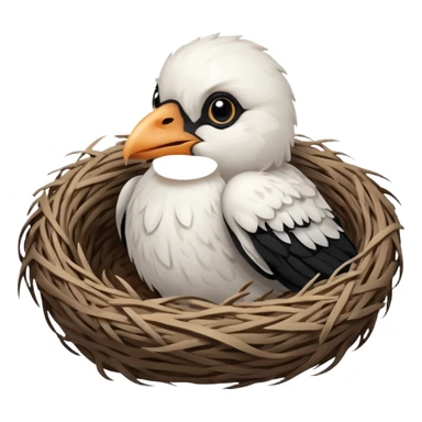 white baby crow in nest sticker