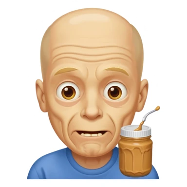 White man, barely any hair, lots and lots of wrinkles, bad yellow teeth, and peanut butter. Cerebral palsy sticker