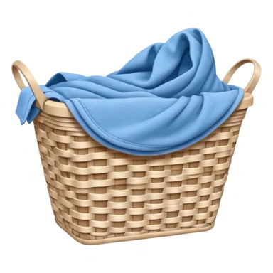 white LAUNDRY BASKET WITH FOLDED blue CLOTHES sticker