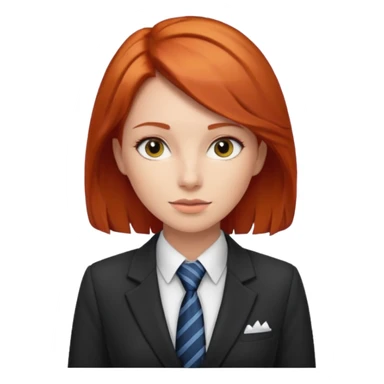 red haired woman with tie and blazer sticker