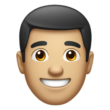 A realistic emoji of a man with a friendly face, short black hair, and a slightly crooked tooth visible when smiling. Neat and clean design. sticker
