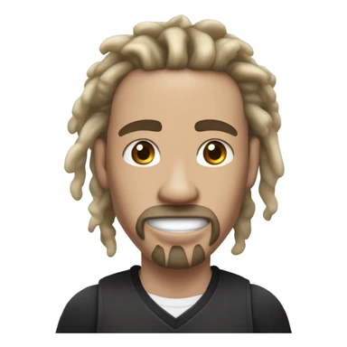very light skin with freckles guy almost pale with 2 strand black dreads yelling with basketball jersey and diamond chain on with dread that are long to his shoulders and a black long sleeve shirt under. goatee and mustache. no beard or side urns sticker