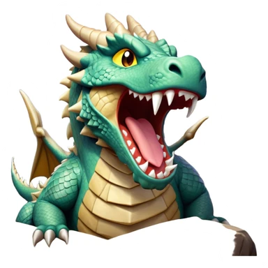 Cinematic Cute Yawning Giant Rock Dragon Portrait Emoji, Head tilted slightly with a dramatic, wide-open yawn, revealing a colossal, rugged body with weathered, rock-like scales and subtly drooping, earthy features rendered in authentic, stony texture; high shine, relaxed yet powerful, styled with a dash of timeless geological charm, soft glowing outline, capturing the essence of a sleepy but stoic rock behemoth ready to settle into an ancient, enduring slumber! sticker