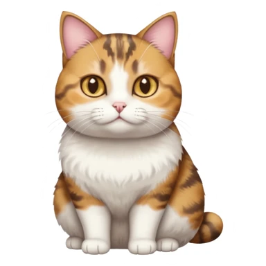 full body torbie and white cat with small head, hazel eyes, and short but chubby body sticker
