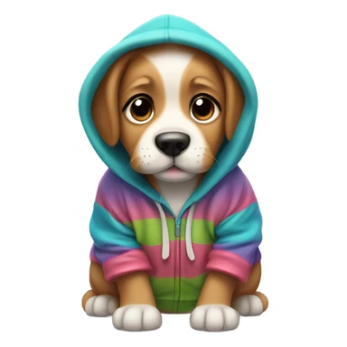 Puppy wearing a hoodie sticker