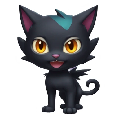 Cool Cute Edgy Black Dark Chibi Cat-Noibat-Noivern-Litten-Pokémon-Fakémon-hybrid sticker
