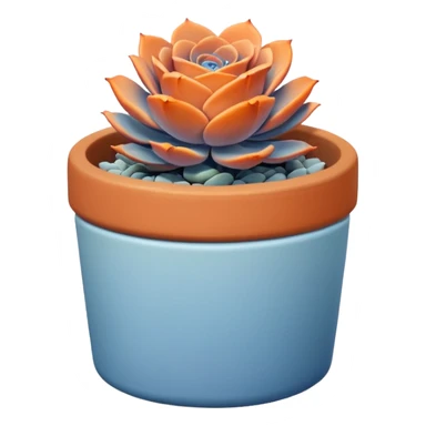 A ceramic pot in a pastel orange color, shaped like a cylinder, the pot is short and contains an Echeveria Blue Rose plant. sticker