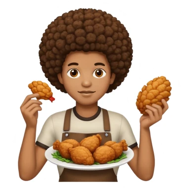 Black person with Afro hair holding fried chicken sticker