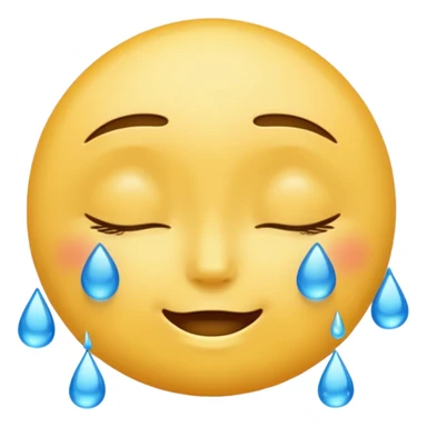 Yellow round emoji with closed eyes and a gentle smile—two wide, bright blue tears flow from under each eye. sticker