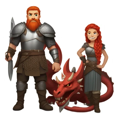 Viking red head beautiful  dragon queen with a slain Viking solder with a man bun laying down on a dragon  sticker