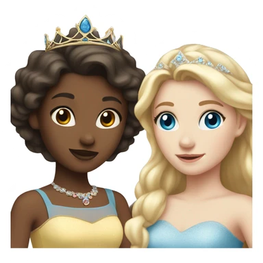 One brunette girl with brown eyes dressed like a princess and a blonde girl with blue eyes dressed like a princess  sticker
