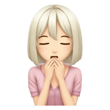 anime girl giggle hands covering mouth sticker